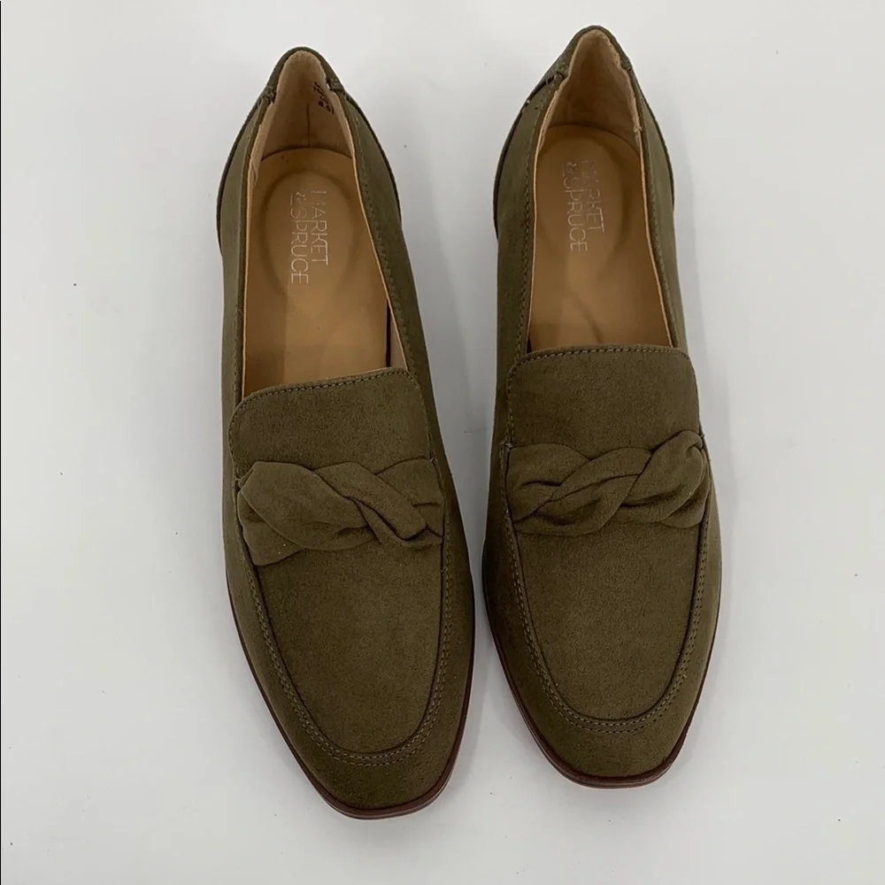 Market & Spruce Abrina loafer shoe flat olive green twist braid slip-on new 8